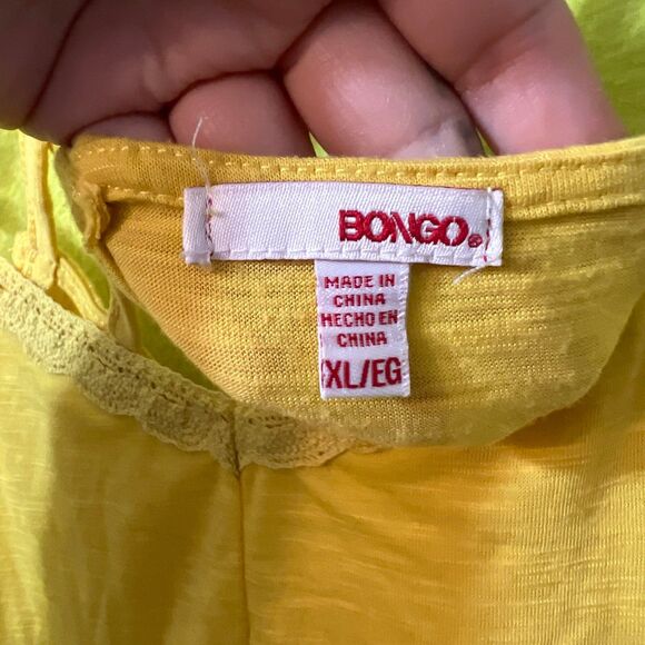 Bongo Yellow Flowy Tank Top Crochet Lace Cross Back XL Strappy - Picture 3 of 6